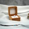 Natural Wooden Flip Ring Box Walnut Small Jewelry Display Box Engagement Wedding Jewelry Gift Box Easy To Carry
