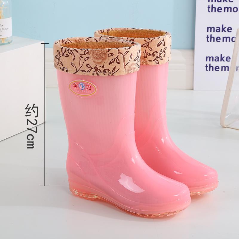 Tall tube thickened rain shoes women's waterproof shoes women's outer wear rain boots non-slip warm quick-drying water boots rubber shoes