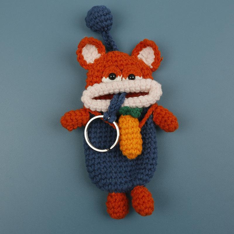 Animal Series Funny Sausage Mouth Doll Crochet Keychain Cute Crochet Bag For Car Keys Holder Knitted Doll Bag Keyring Custom