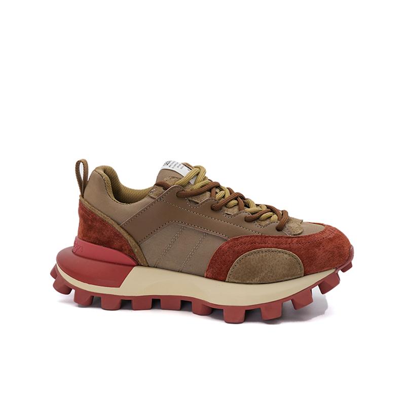 Meotinaженские кроссовки из натуральной кожи с круглым носком на платформе на плоской подошве со шнуровкой разноцветные женские модные повседневные туфли весна-осень 40 35 коричневый 5675₽