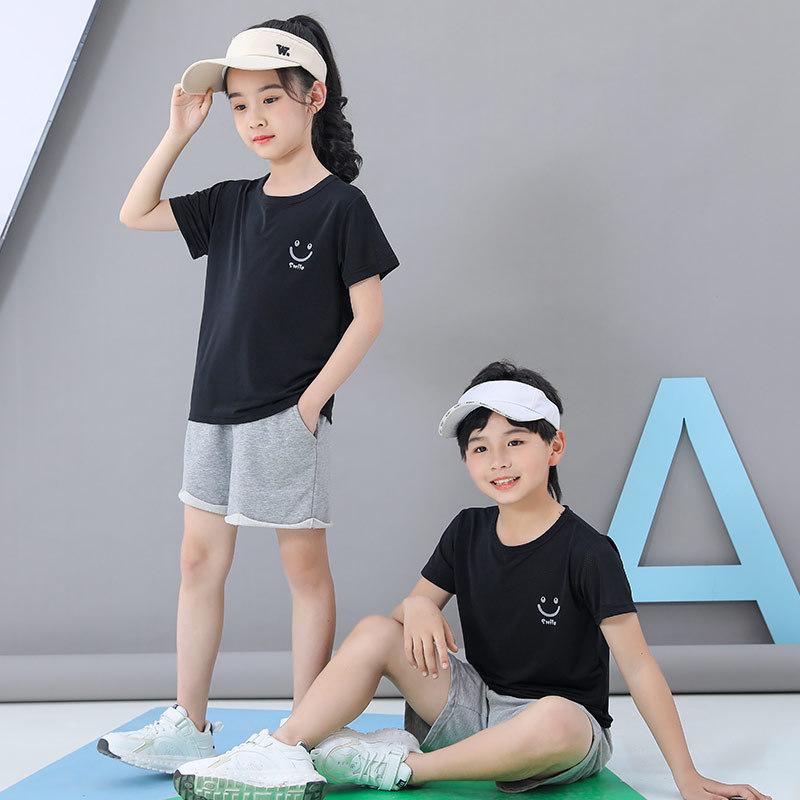 2023 Summer Kids' Short Sleeve Ice Silk T-Shirt - Boys' & Girls' Casual Wear