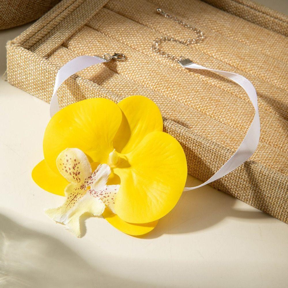High-end Flower Necklace Charm Beach Jewelry Phalaenopsis Collarbone Chain Seaside Versatile