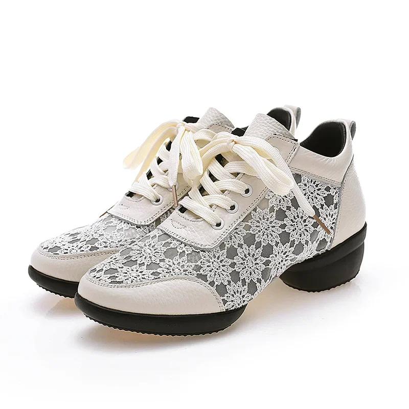 XIHAHA Casual Women Net Surface Dance Shoes Girls High Heel Dancing Shoes Ladies Outdoor Modern Jazz Square Dance Shoes