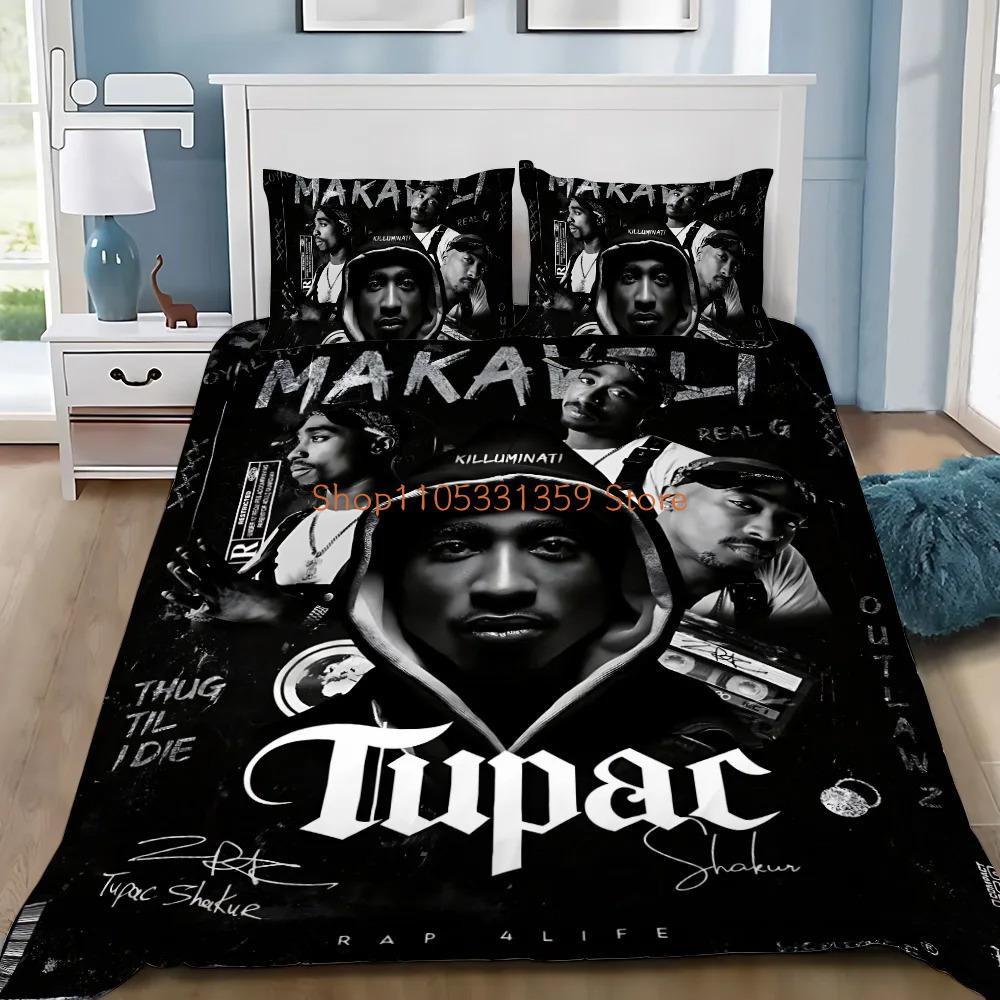 Squisiti Set Lenzuola 3D Tupac Carta da Parati Hip Hop 2Pa C Musica Stampa Digitale Copripiumino Piumone Letto Ragazze Ragazzi Regalo