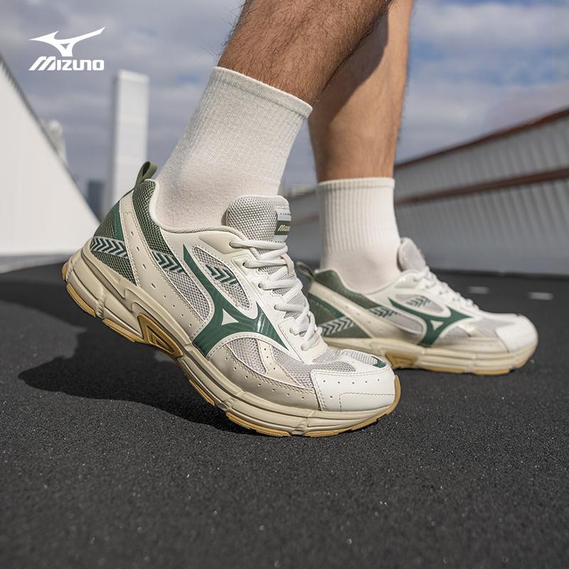 Mizuno Speed Comfortable Retro Fabric Synthetic Leather Durable Breathable Lightweight Low-Top Running Shoes Unisex sneaker Light-Green D1GH223022