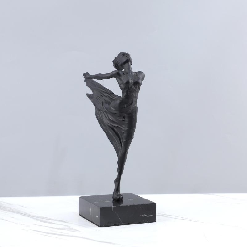 Creative Abstract Metal Girl Ballet Dancing Girl Sculpture Realistic Figure Statue Metal Figurine Home Decoration Accessories