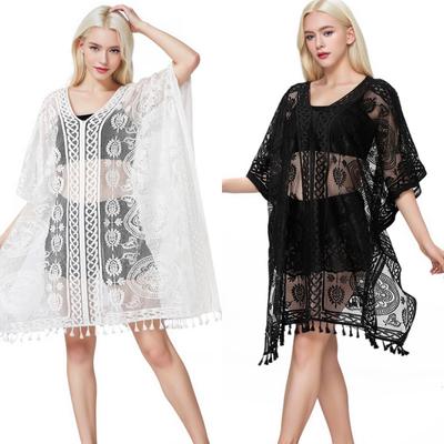 European & American Plus Size Lace Embroidery Beach Cover-up Skirt for Women