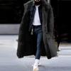 Winter Men Long Plush Lined Jacket Autumn Plush Thick Coats Trendy Winter Overcoat Faux Fur Faux Leather Men Woolen Jacket
