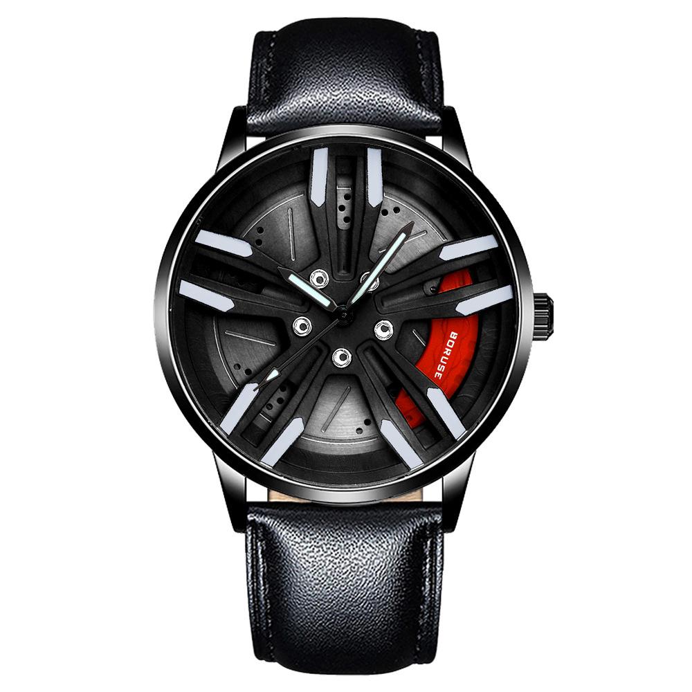 Boruse Trendy Men S Watch Student Belt Wheel Hub Caliper Waterproof Luminous Quartz Watch