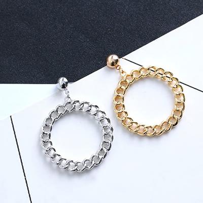 Earrings, Chain, Simple, Mini, Round, Basic