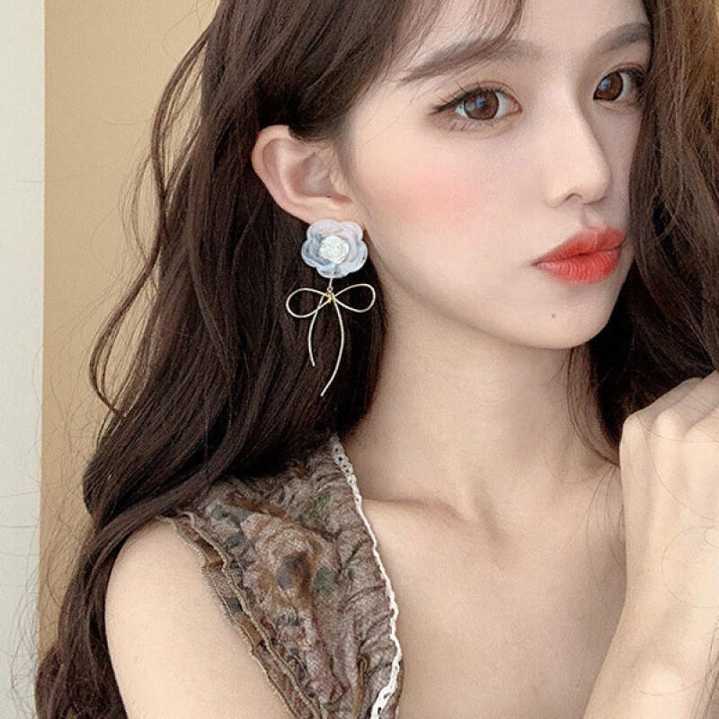 Aden Flower Gold Layered Women's Earrings 925