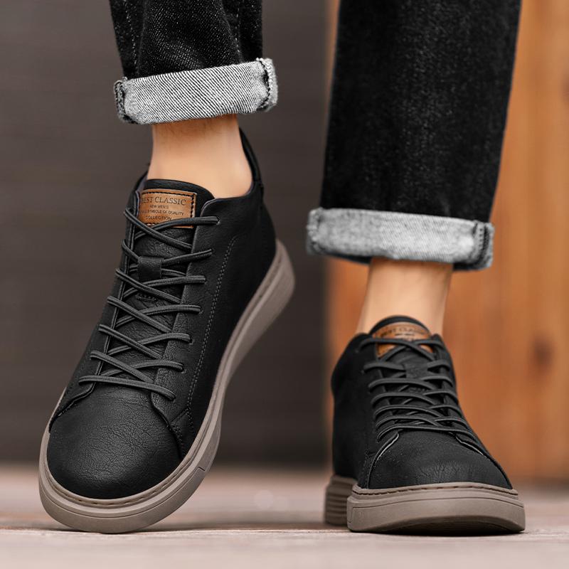 Fashion Classic Lace Up Walking Shoe Warm Plush Fur Winter Sneakers Genuine Leather Men's Basic Boots Autumn Winter Outdoor Casual Boots
