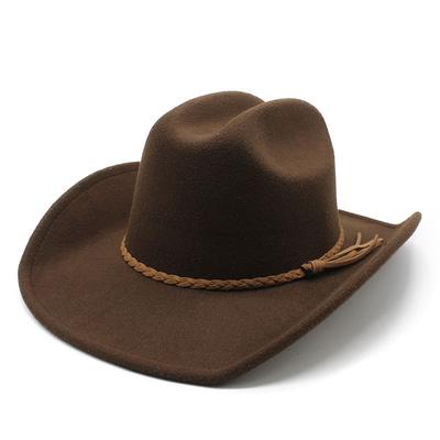 Ethnic Style Coffee Color Western Cowboy Hat Men'S And Women'S Versatile Jazz Hat Top Hat
