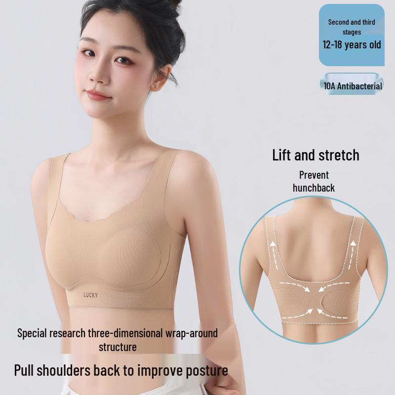 Seamless Sports Bra for Adolescent Girls, Ages 12-18 – Antibacterial, Class A Junior High Student Vest