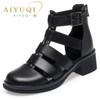 Fashion AIYUQI Women Sandals Summer 2025 New Genuine Leather Ladies Sandals Closure Braided Gladiator Non-Slip Casual Sandals Women