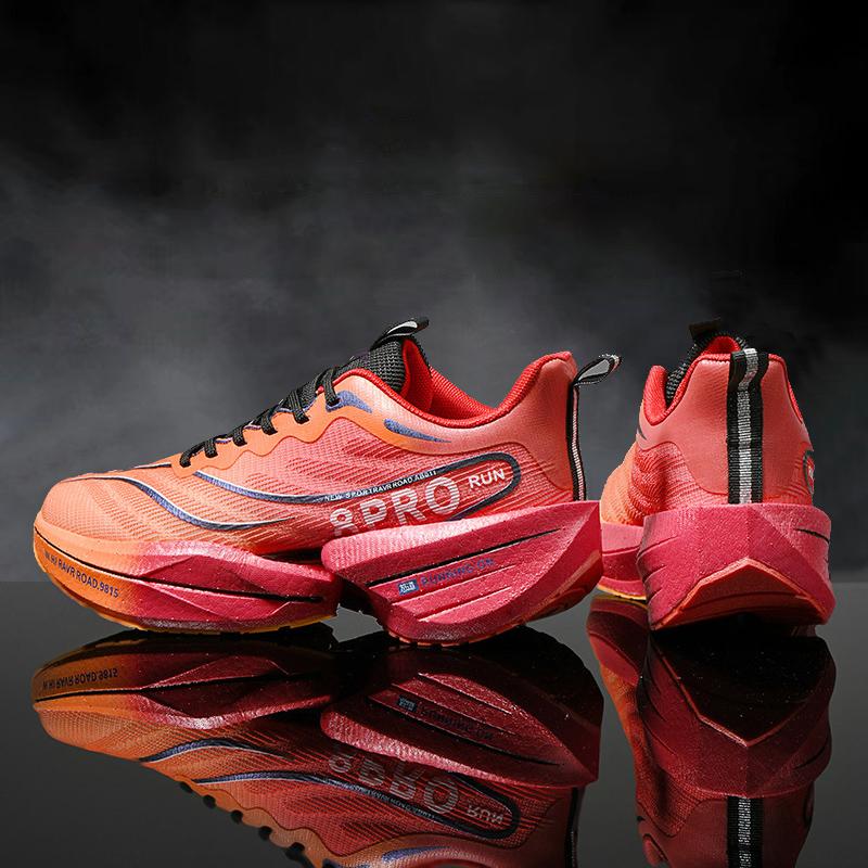 

Men s Sports Shoes Full Palm Carbon Plate Marathon Racing Running Shoes Mesh Breathable Light Couple Tennis Training Shoes 35 красный