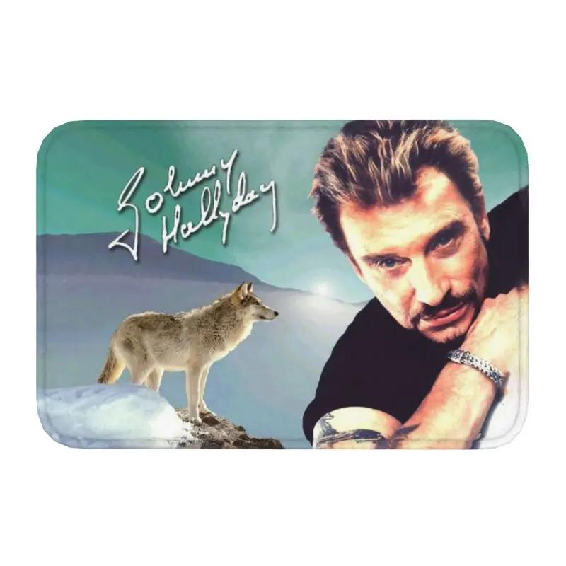 Rock Johnny Hallyday Door Floor Bath Kitchen Mat Anti-Slip French Singer Music Doormat Living Room Entrance Rug Carpet Footpad