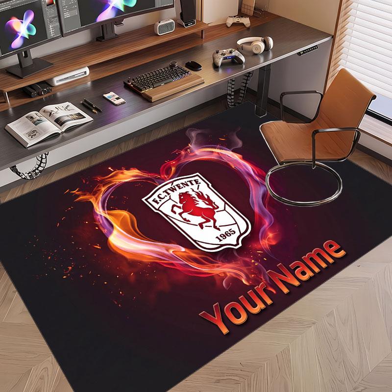 Custom Rug FC Twente Pattern Print Name Text Soft Non‑Slip Floor Carpet for Home Indoor Decoration