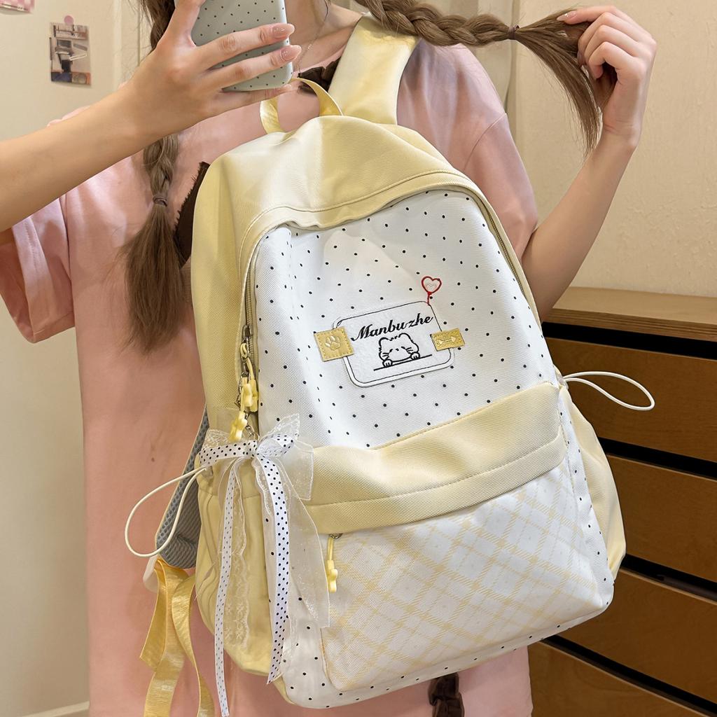 Schoolbag1011 New Simple Small Fresh Schoolbag Student Party Milk Fu Soft Girl Wind Travel Plaid Daily Commuting Backpack