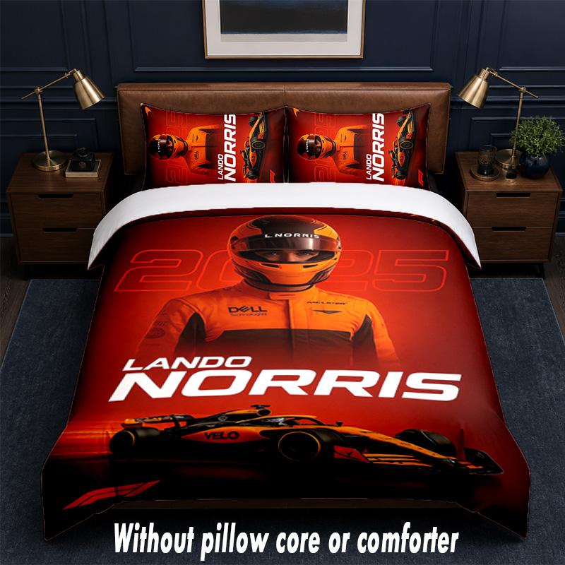 Lando Norris Design Bed Bedding Set 1 Duvet Cover + 2 Pillowcases Soft Breathable Household Bed Linens