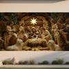 2D door banner, Nativity scene garage door banner - Wall decoration, festival home decoration background cloth
