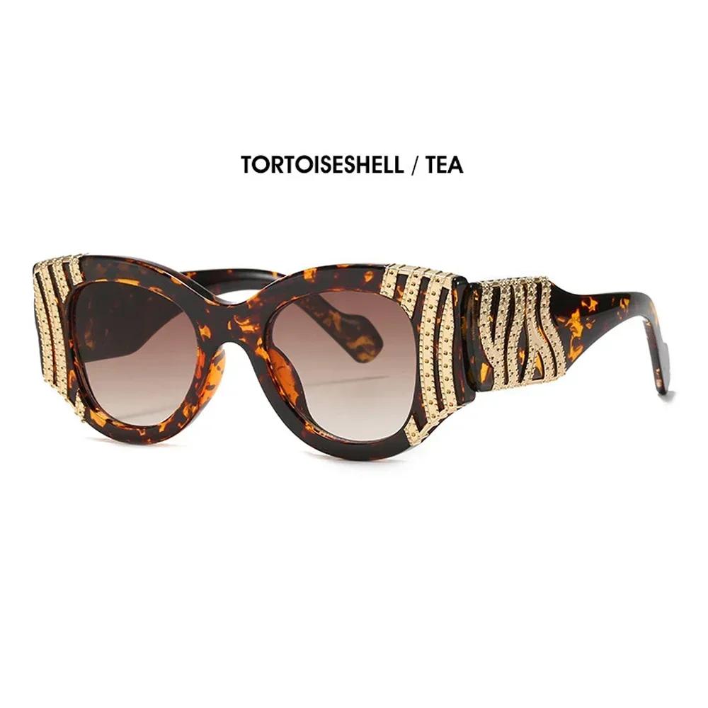 Gorgeous High-quality Sun Glasses with Latest Personality Alloy Decorations for Vintage Catwalk Trend Stylish Ladies