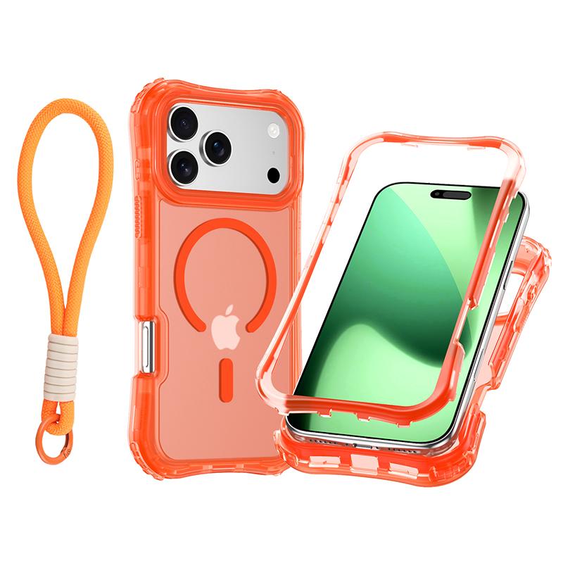 

3IN1 Heavy Duty Skin feel Matte Shockproof Magnetic Case For iPhone 17 Pro Max 17 Air Magsafe Wireless Charging Lanyard Cover iPhone17