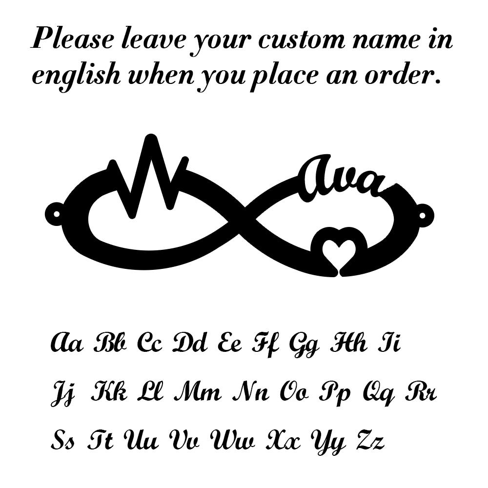 

Lemegeton Custom Name Infinity Bracelet For Women Personalized Bangle Stainless Steel Jewelry Couple Bracelet Valentins Day Gift B04-2 серебряный