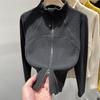 Women's Slim Fit Long Sleeve Thermal T-Shirt, Half-High Collar, Double-Sided Fleece, Double Zipper, Autumn/Winter 2025.