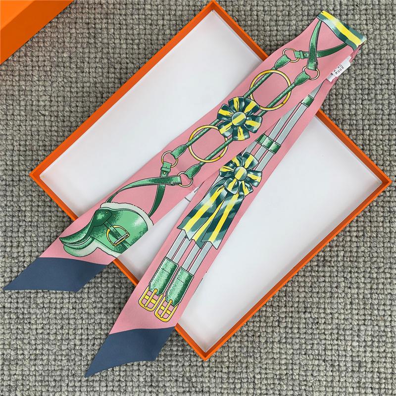 POBING Animals Print 18m/m Twill Silk Scarves Women Luxury Brand Scarf Bag Ribbons Tie Head Scarf Small Long Skinny Scarf 86*5CM