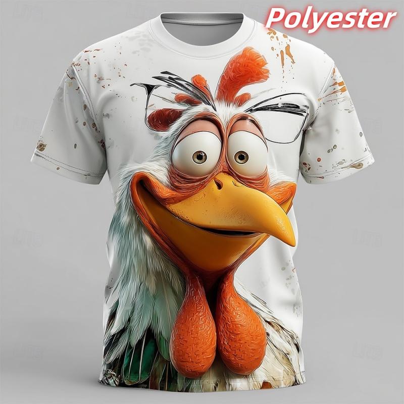 Tiger Bird Mouse Pattern T Shirt For Men Funny Animal 3D Printed Short Sleeve Tees Summer Street Loose Tops Round Neck T-Shirts