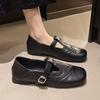Casual and Comfortable Flat-bottomed Brock Carved Small Leather Shoes Women's Spring and Autumn New Round Head Flat Heel Mary Jane Single Shoes