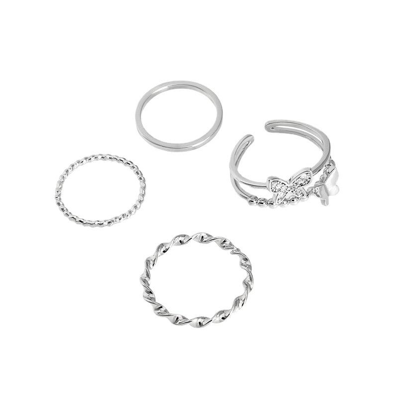 Super fairy butterfly four-piece ring, female ins personality index finger ring, Internet celebrity cold wind niche design ring