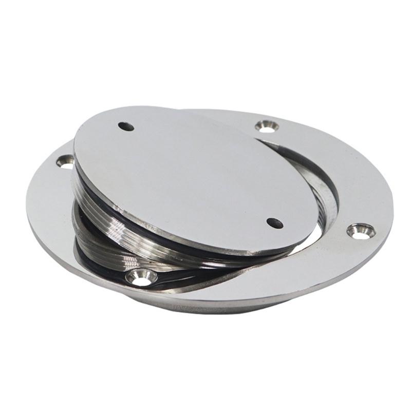 316 Stainless Steel Marine Access Cover with Flush Mount Frame and Threaded Lid for Boat Deck Inspection Openings