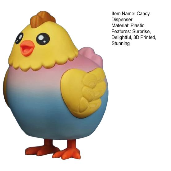 Schokoladen-Ei-Legende-Hühnchen Süßigkeiten-Spender Maschine 3D-gedruckt Niedliches Tier Süßigkeiten-Spender Schreibtisch-Dekoration für Osterkorb-Füller Party-Mitgebsel