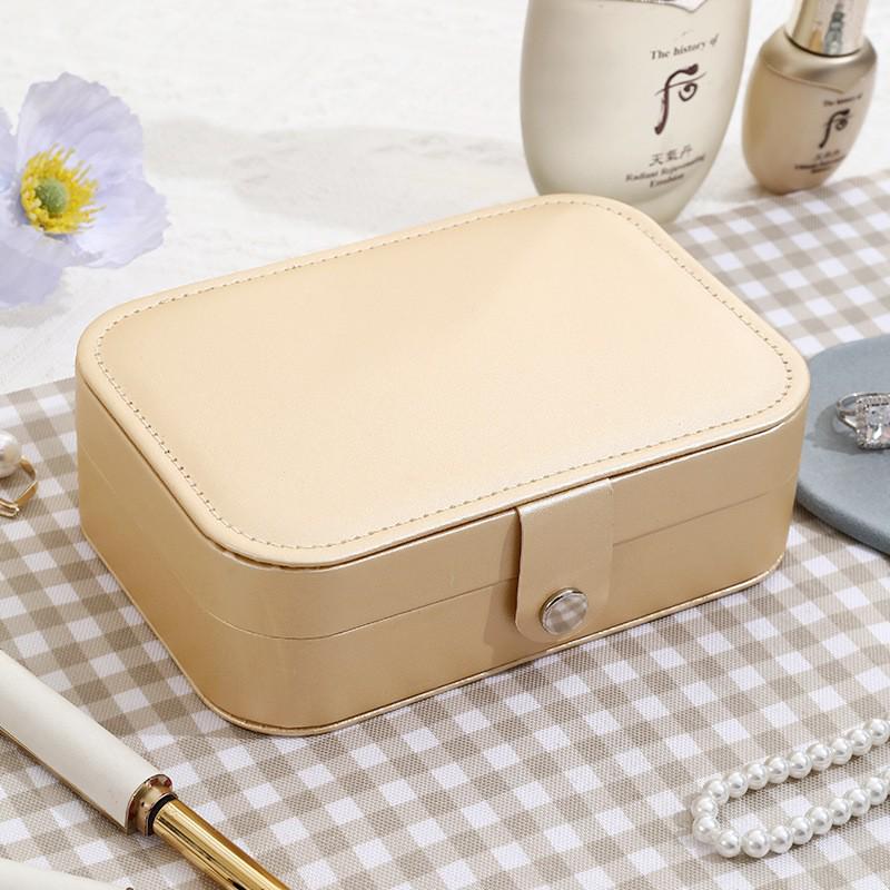 Compact Dustproof Jewelry Box for Earrings, Necklaces, and Rings - Double Layer Antioxidant Storage Solution