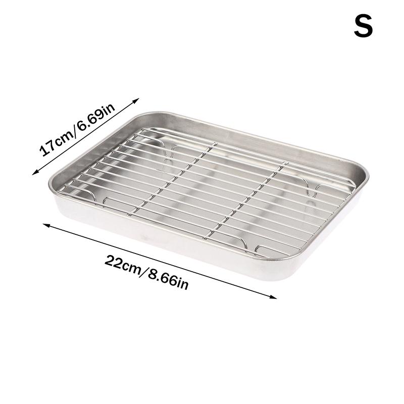 Stainless Steel Baking Pan Tray With Wire Rack Cake Baking Bbq Pan Tray Removable Cooling Rack Oven Cooking Grilling Tool
