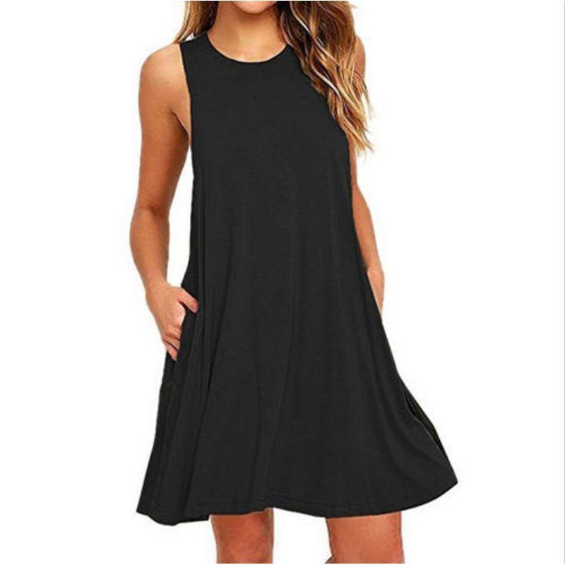 2018 Summer Women Casual Pocket Dress Ladies T Shirt Dresses