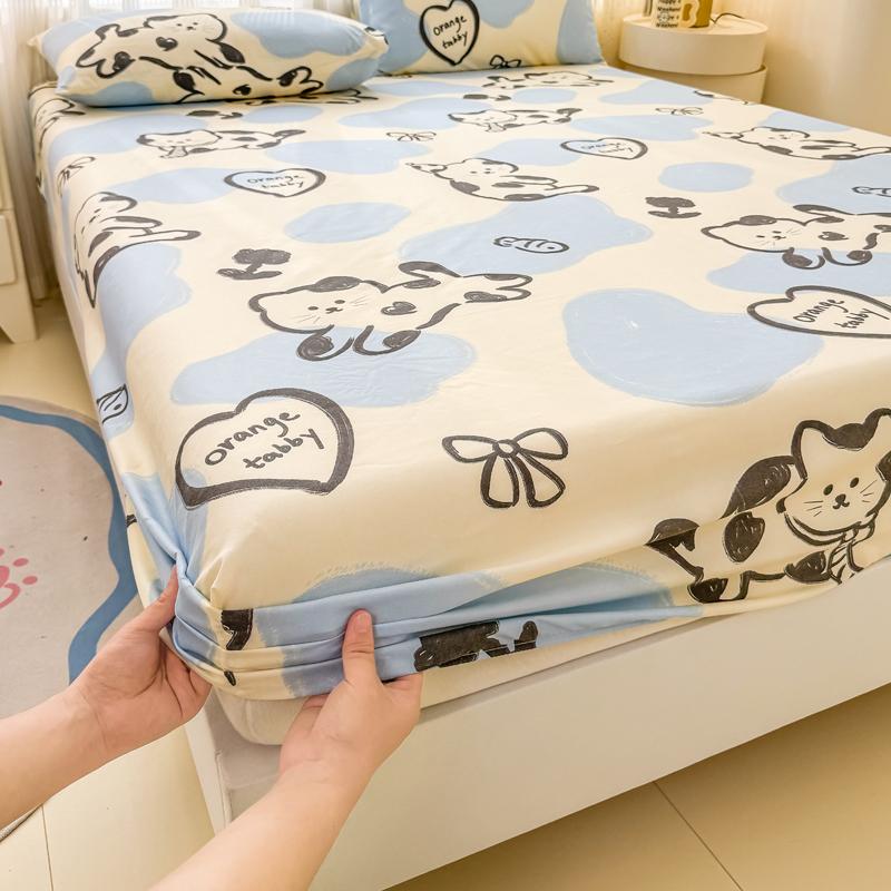 1pc Flower Printed Bed Sheet with Elastic Single/Queen/King Mattress Protector Plant Style Fitted Bed Sheets sabanas 150x190