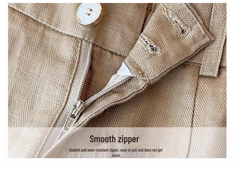 Khaki High-Waisted Wide-Leg Pants for Women - Spring/Summer 2025: Versatile, Slimming, Loose-Fit, Nine-Point Length