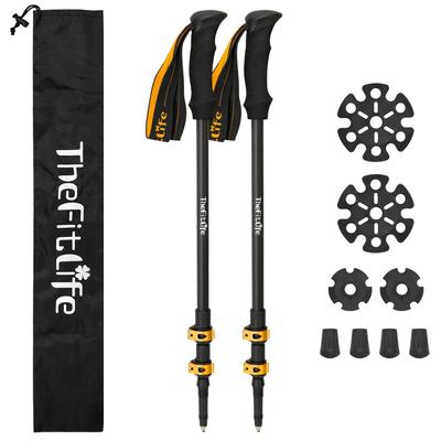 TheFitLife Trekking Pole Carbon Climbing Stock Lightweight Telescopic Walking Pole Walking Stick Set of 2 Mountain Climbing Pole Mountain Climbing