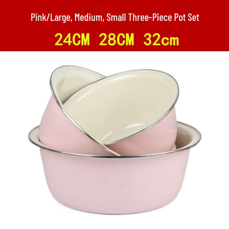 Vintage-Style High-Grade Colorful Enamel Basin: Ideal for Kitchen, Dough Kneading, or Vegetable Washing.