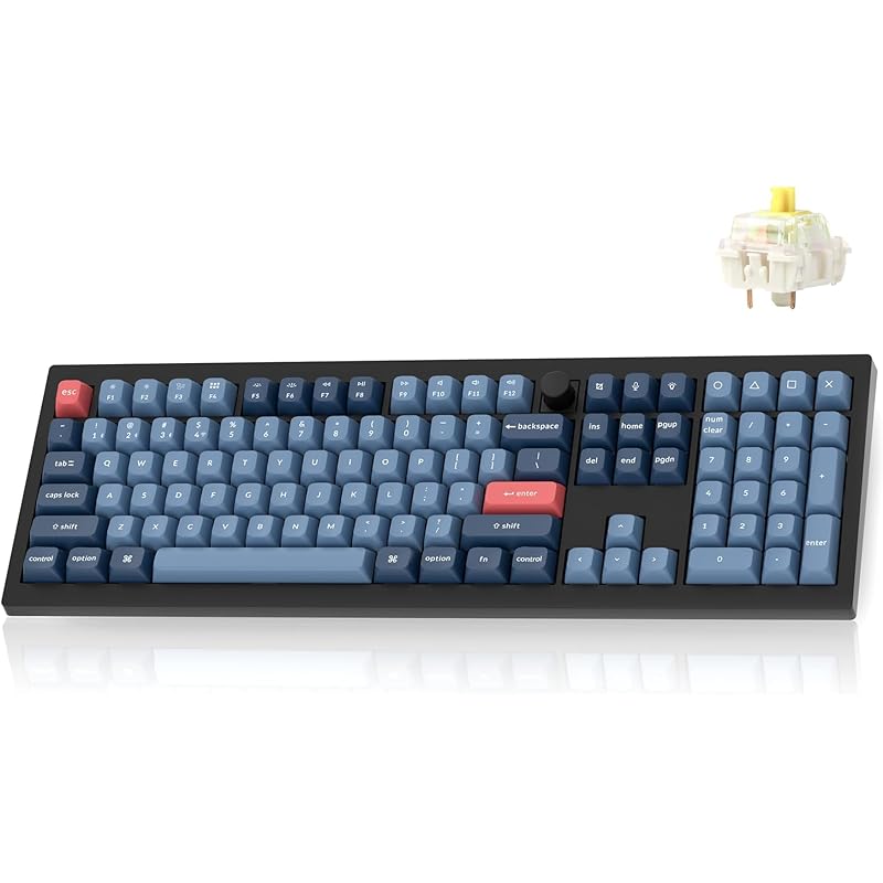 

[]Keychron V6 Max QMK full size Wireless custom mechanical keyboard, 2.4 GHz/Bluetooth 5.1/Wired connection, US layout, RGB lights, hot-swappable