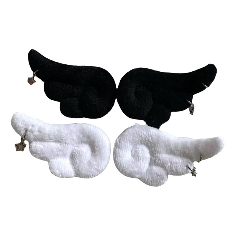 1 Par de Broches de Asas de Anjo de Pelúcia Mini – Penas de Simulação para Roupas de Boneca DIY e Decoração Artesanal