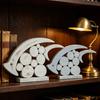 Decorative Wooden Fish Ornaments Hollow Design Coastal Style Fish Desktop Decoration Rustic Beach Style