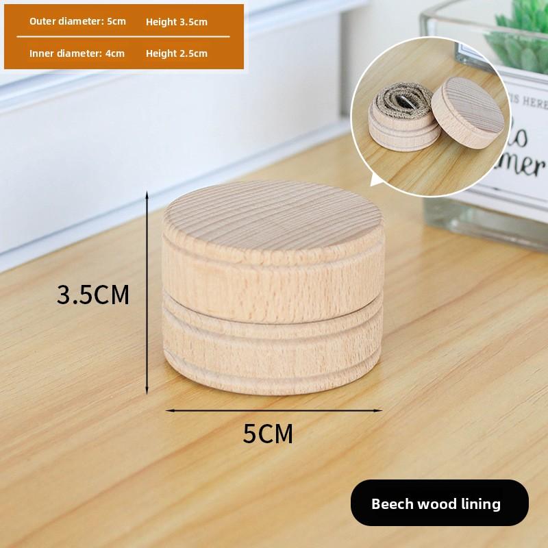Round wooden box beech round ring box solid wood gift storage box earrings necklace