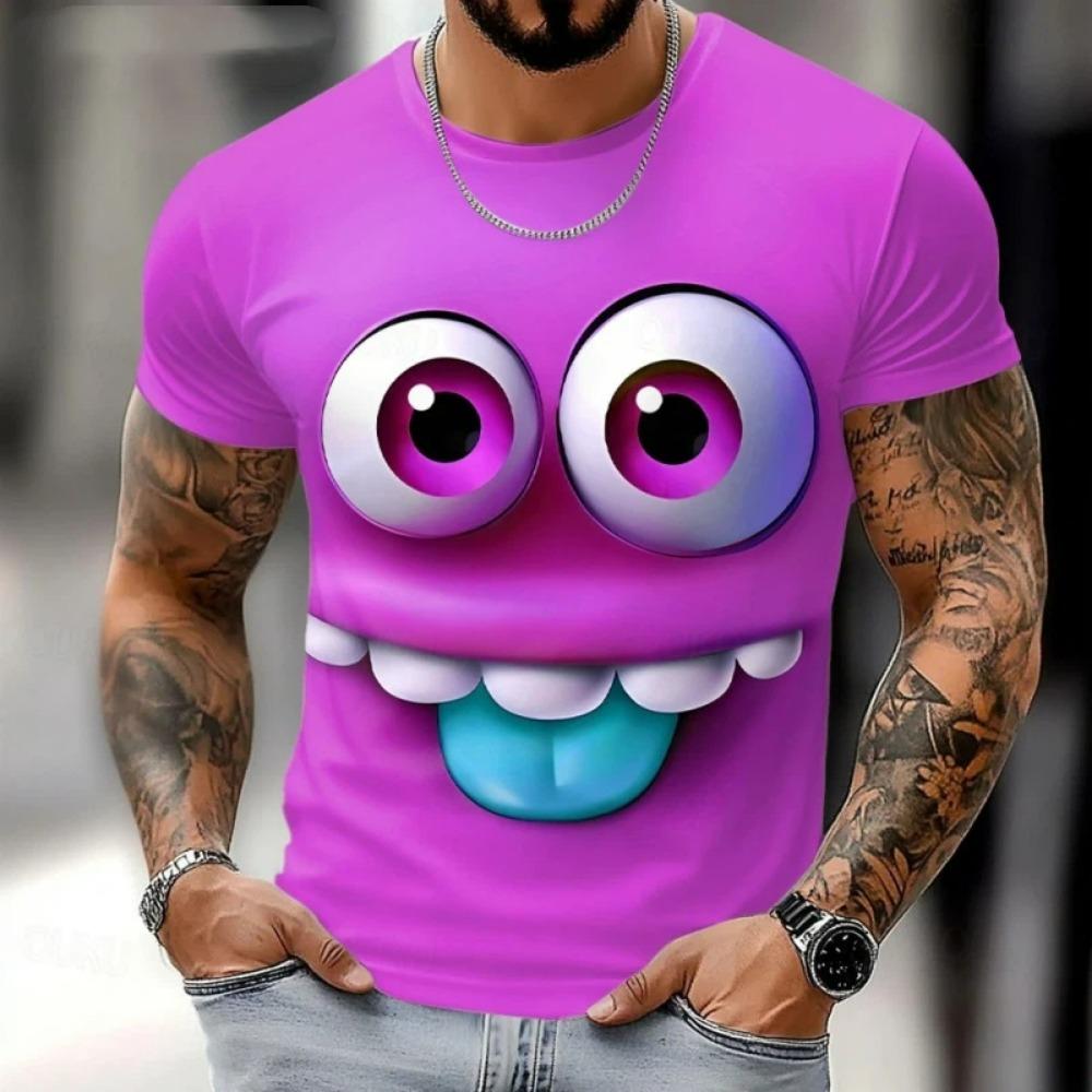 3D Print Abstract Face T-shirt For Men Funny Colorful Graphic Short-sleeved Tees Summer Fashion Round Neck Tops Street Women T-shirt