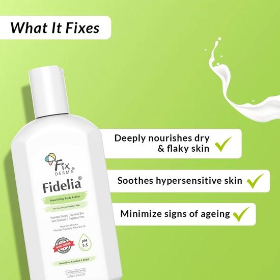 Fixderma Fidelia Nourishing Body Lotion|Nawilżacz do twarzy i ciała Balsam do ciała dla kobiet i mężczyzn i aloes-250ml