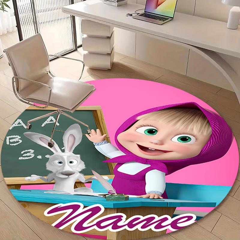 Personalized M-Masha and the Bear Round Chair Office Rug - Perfect for Mat, Office Chair & More - Ideal Gift for Birthdays and Holidays