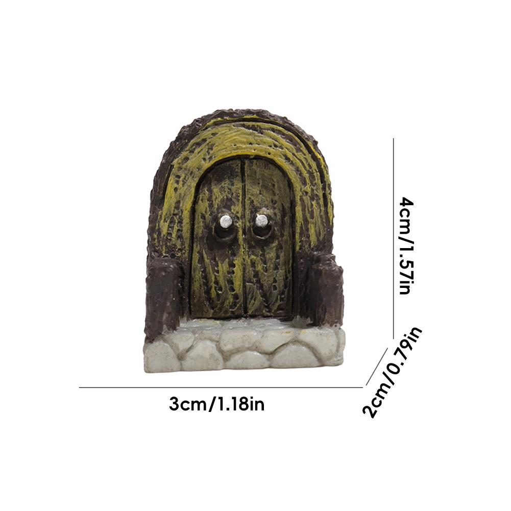 Porta de Fada para Terrário Decoração de Porta de Madeira em Miniatura Casa de Bonecas Jardim de Fadas Mini Porta Acessório Jardim de Fadas para Aquário